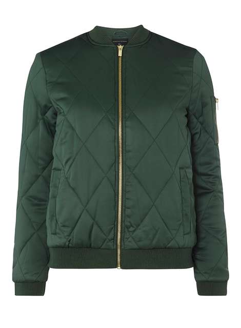 Green Diamond Quilted Bomber